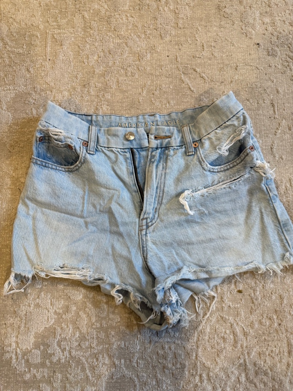 American Eagle Outfitters Light Blue Distressed Denim Cutoff Shorts